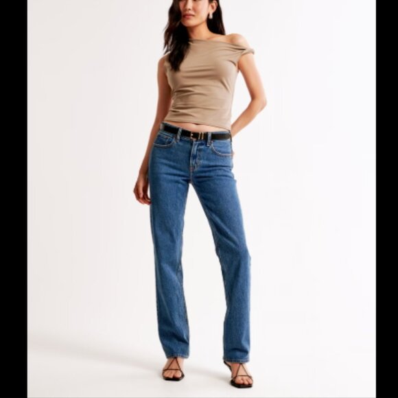 Abercrombie & Fitch Blue Denim Midrise 90's Straight Leg Jeans Size 23 - Picture 1 of 6